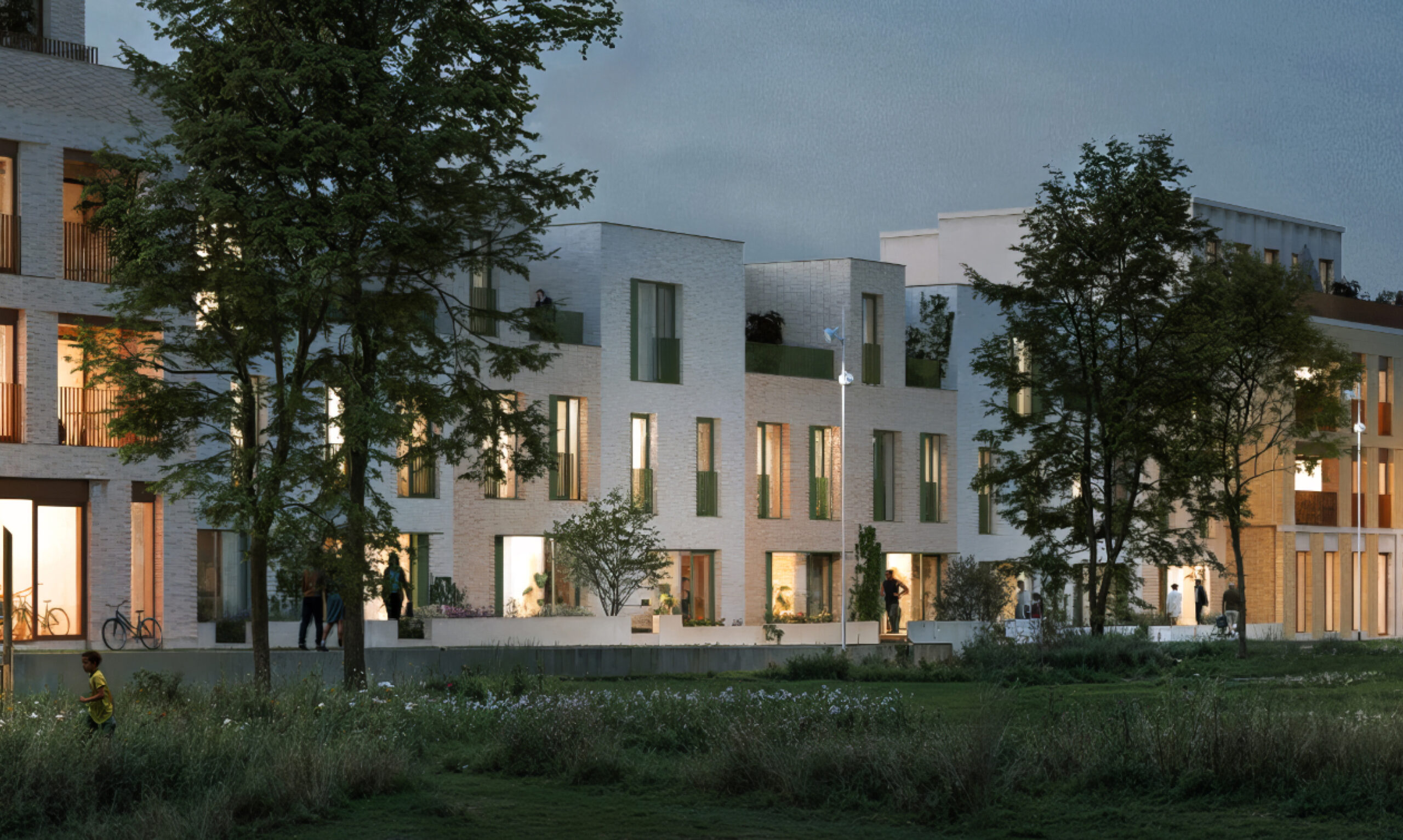 mco-f3-woolint park Deze woningen zijn gelegen aan het openbare buurtpark in het woonproject Komet te Mechelen.