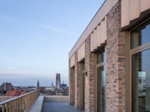 Uitzicht vanop het terras van een penthouse in Komet Mechelen