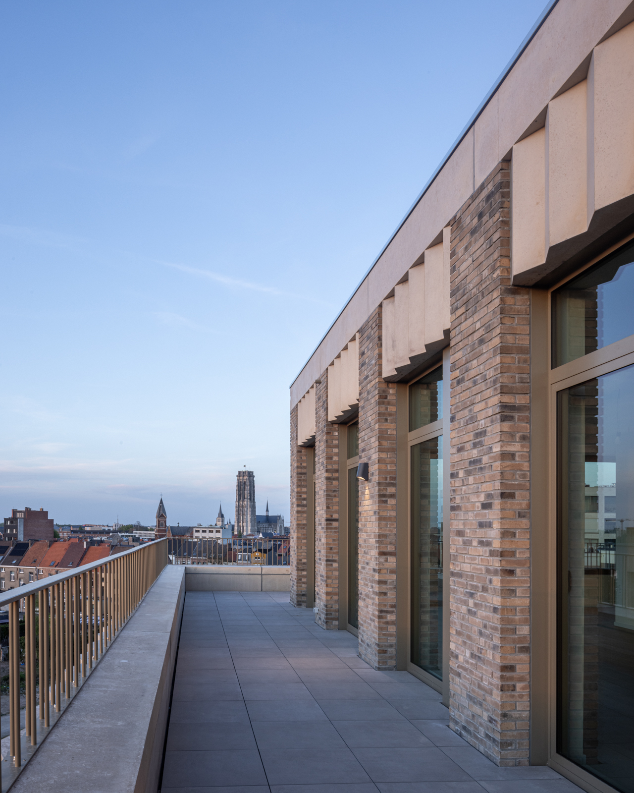 Uitzicht vanop het terras van een penthouse in Komet Mechelen
