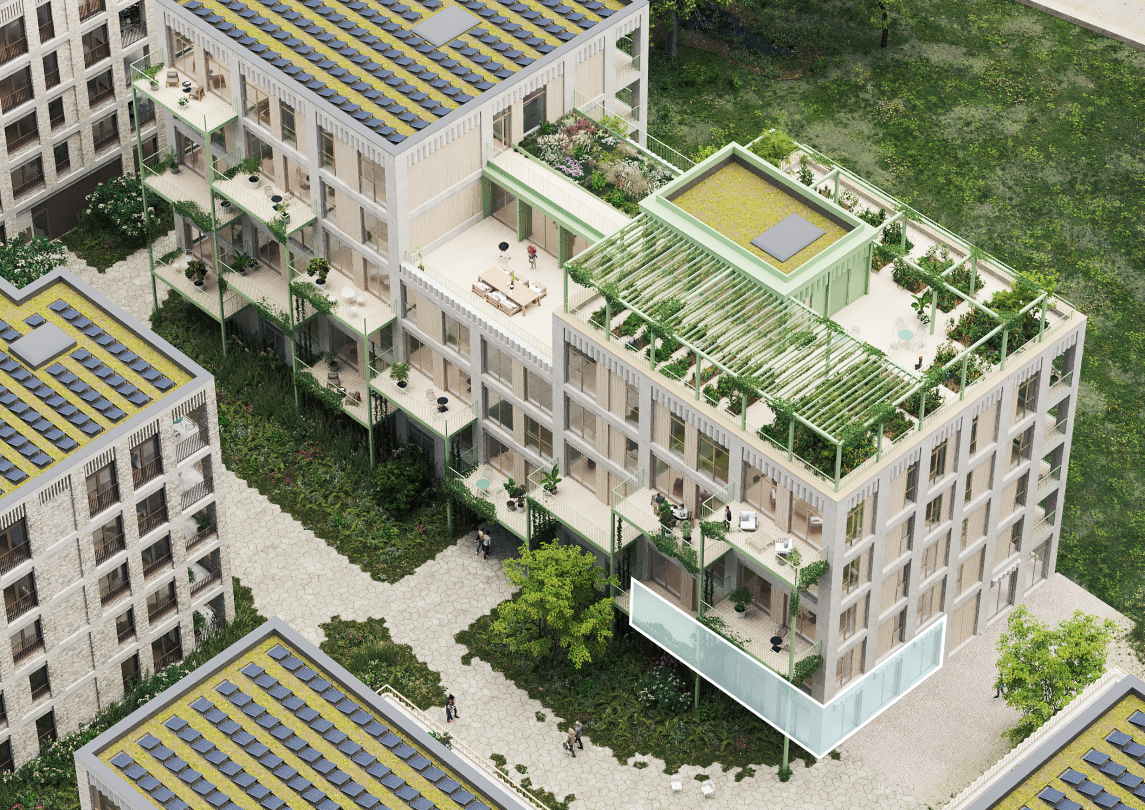 Komet Compagnie Pand 0.08 Handelspand 0.08 van cohousing Compagnie van het nieuwbouwproject Komet in Mechelen.